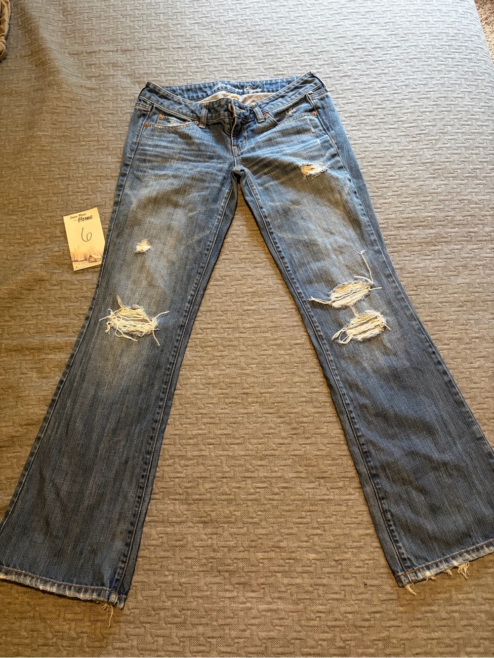 American Eagle Outfitters Distressed Blue Flare Jeans